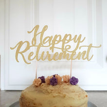 Load image into Gallery viewer, Script Retirement  Cake Topper, Glitter Retirement Cake Topper
