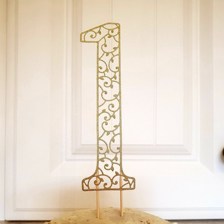 First Birthday Cake Topper, Glitter One Cake Topper, 1st Birthday Cake Topper, 1st Wedding Anniversary Cake Topper