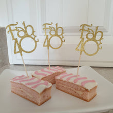 Load image into Gallery viewer, Fab &amp; 40 cupcake toppers, glitter 40 cake toppers
