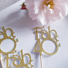 Load image into Gallery viewer, Fab &amp; 40 cupcake toppers, glitter 40 cake toppers
