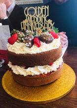 Load image into Gallery viewer, Golden Wedding Anniversary Cake Topper, 50th Anniversary Glitter Cake Centrepiece
