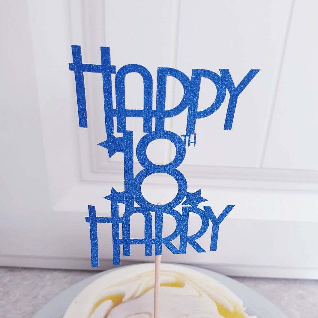PERSONALISED Art Deco Glitter Birthday Cake Topper, add Name and Age