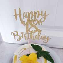 Load image into Gallery viewer, PERSONALISED AGE Glitter Happy Birthday Cake Topper, add any age
