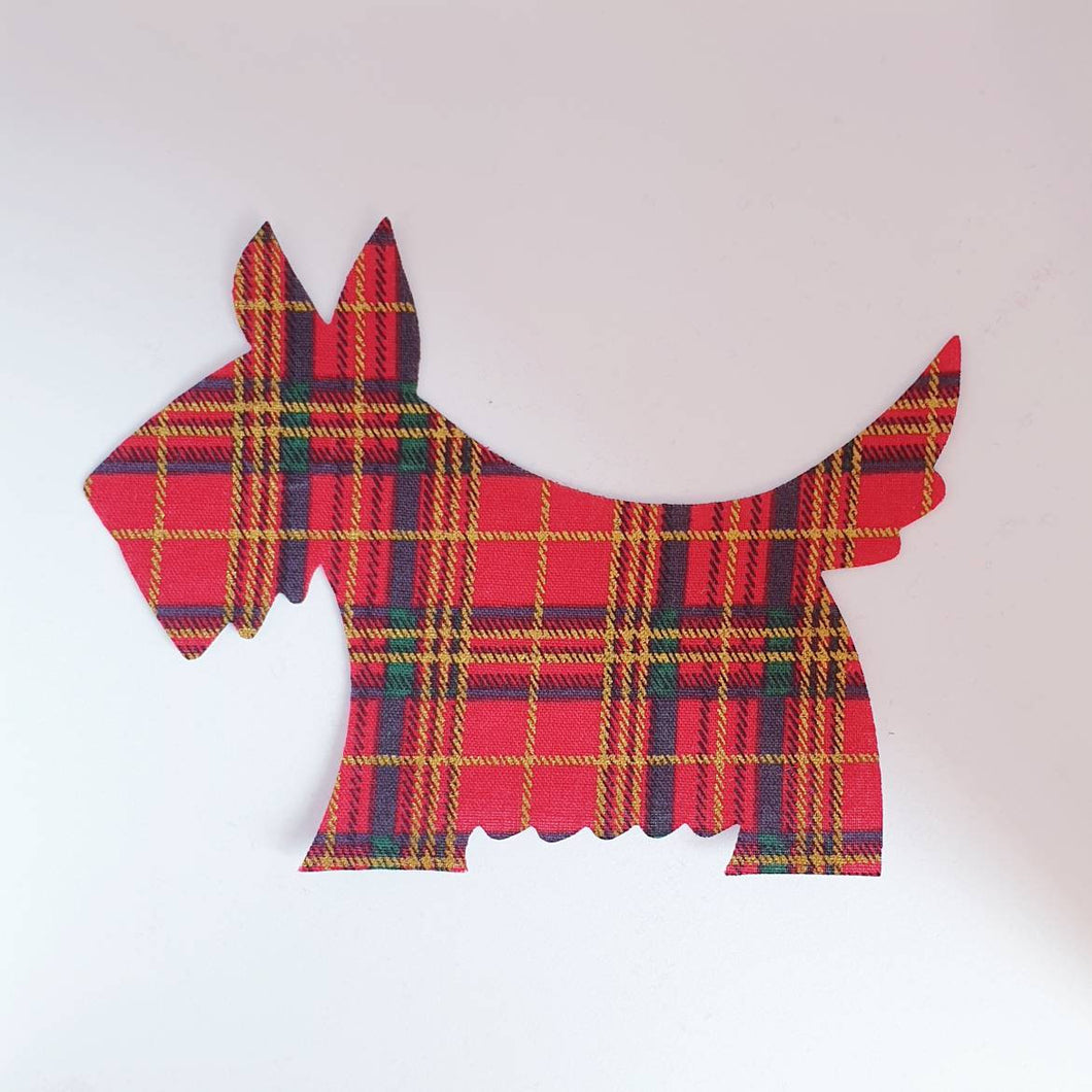 Tartan Scottie Dog Applique, Die Cut Dog, Iron On Scottie
