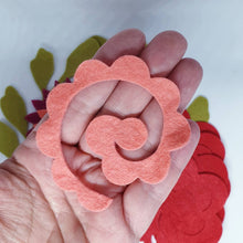 Load image into Gallery viewer, Red &amp; Peach Felt Flower Kit, Felt 3D Roll Up flowers, Die cut felt flowers
