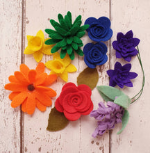 Load image into Gallery viewer, Rainbow Felt Flower Kit, Felt 3D flowers, Roll up felt flowers, Die cut felt flowers
