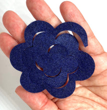 Load image into Gallery viewer, Navy, Yellow &amp; Grey Felt Flower Kit, Felt 3D Roll Up flowers, Die cut felt flowers
