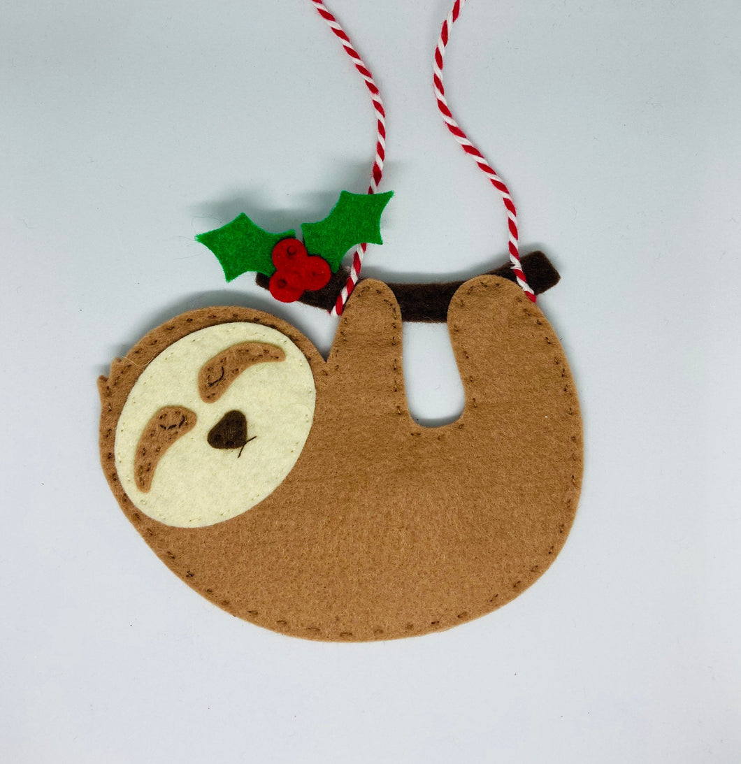 Sew Your Own Felt Sloth Christmas Ornament Kit