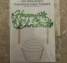 Load image into Gallery viewer, Happy Christmas Cake Topper, Glitter Christmas Cake Topper
