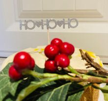 Load image into Gallery viewer, Silver HoHoHo Cupcake Toppers, Glitter Christmas Cake Toppers
