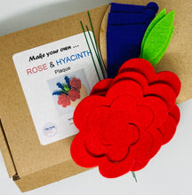 Load image into Gallery viewer, Felt Rose &amp; Hyacinth Flower Plaque Kit, Make Your Own Valentine&#39;s Plaque Kit
