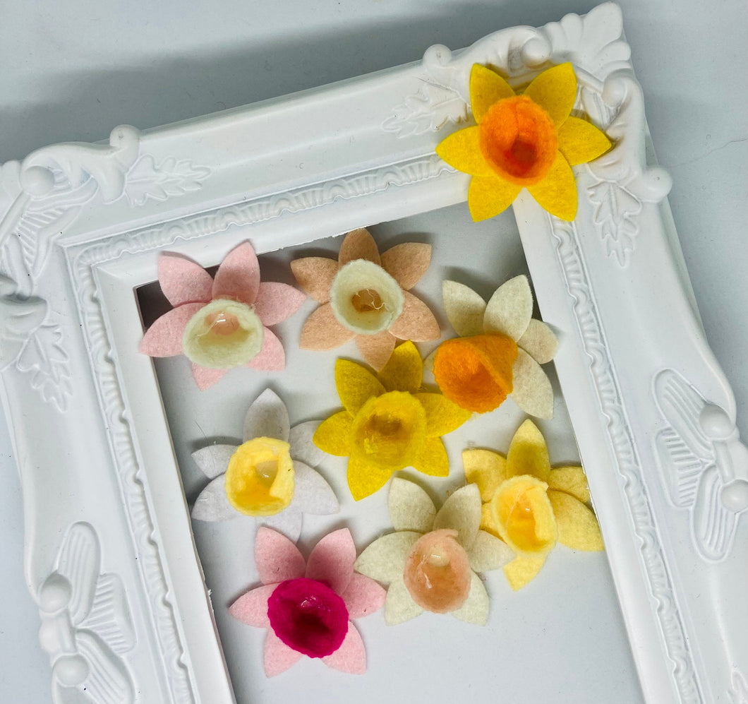 Felt Daffodil Flowers, Felt die cut flowers, DIY Flower Kit