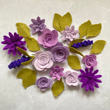 Load image into Gallery viewer, Lilac &amp; Purple Felt Flower Kit - Make Your Own
