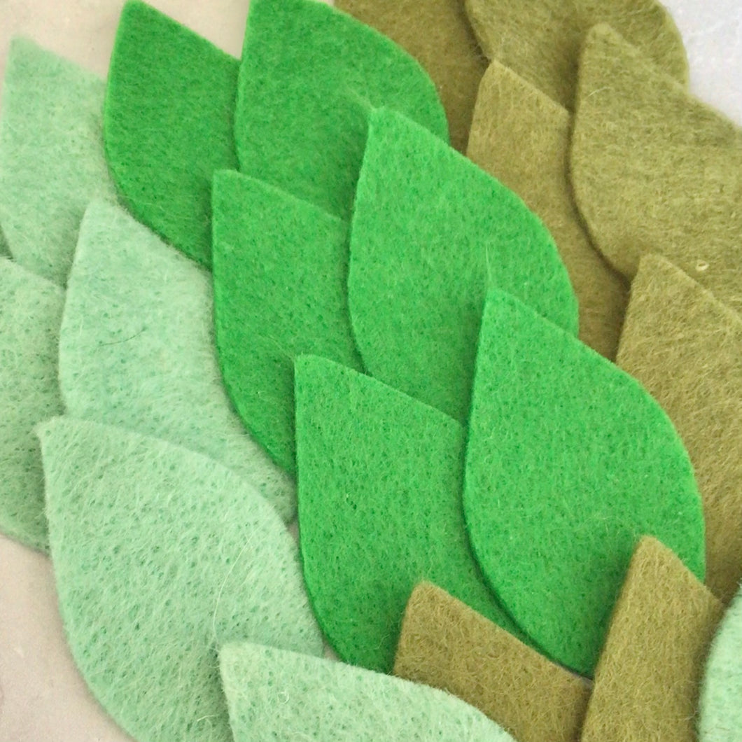 Green Felt Leaves, Die Cut Felt Leaf Kit