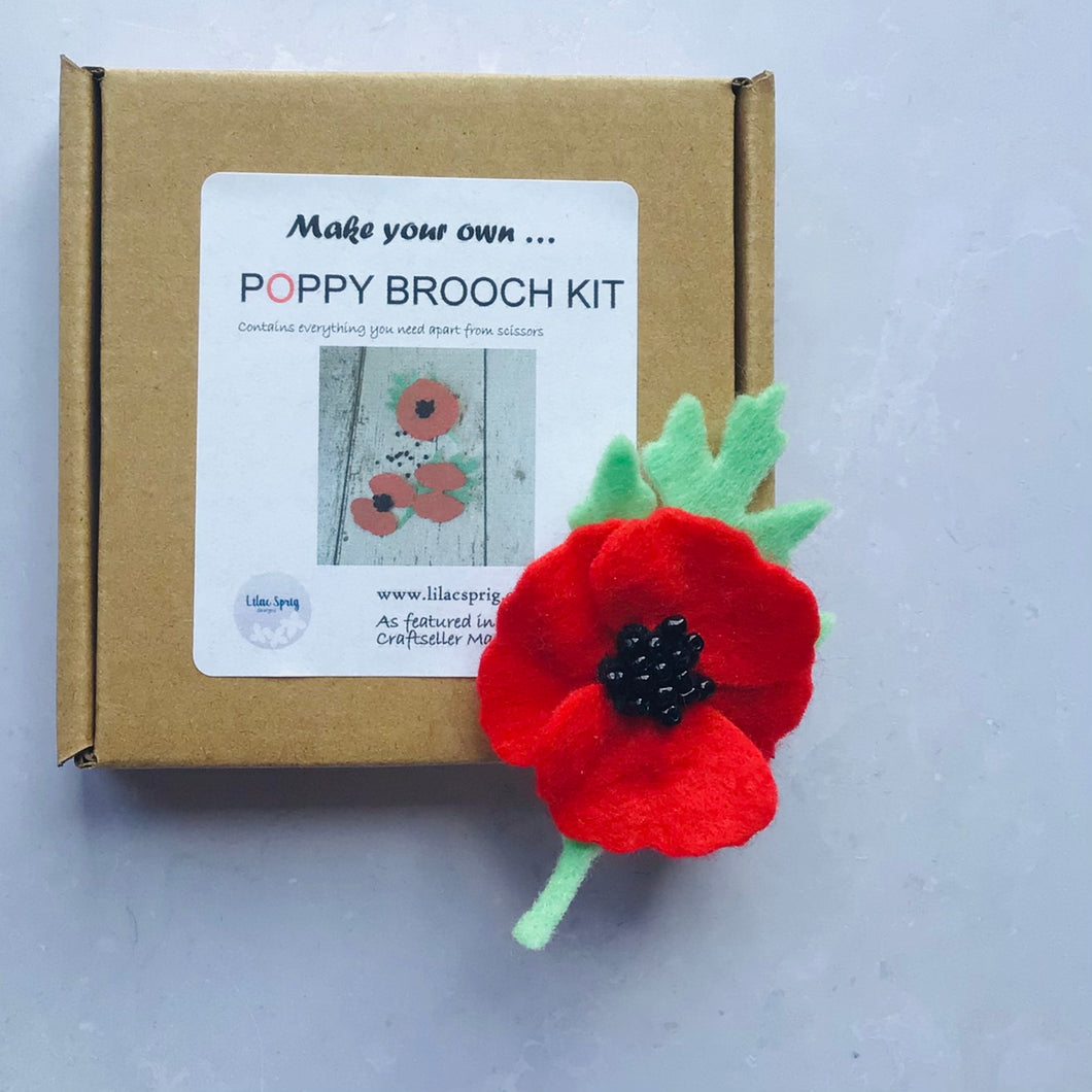 Sew Your Own Red Felt Poppy Brooch, Remembrance Poppy Craft Kit