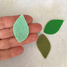 Load image into Gallery viewer, Green Felt Leaves, Die Cut Felt Leaf Kit
