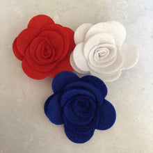 Load image into Gallery viewer, Patriotic Felt Roses, Pack of 12 (Medium), Felt die cut Flowers
