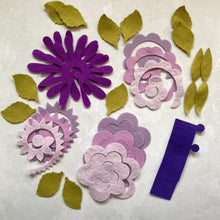 Load image into Gallery viewer, Lilac &amp; Purple Felt Flower Kit - Make Your Own
