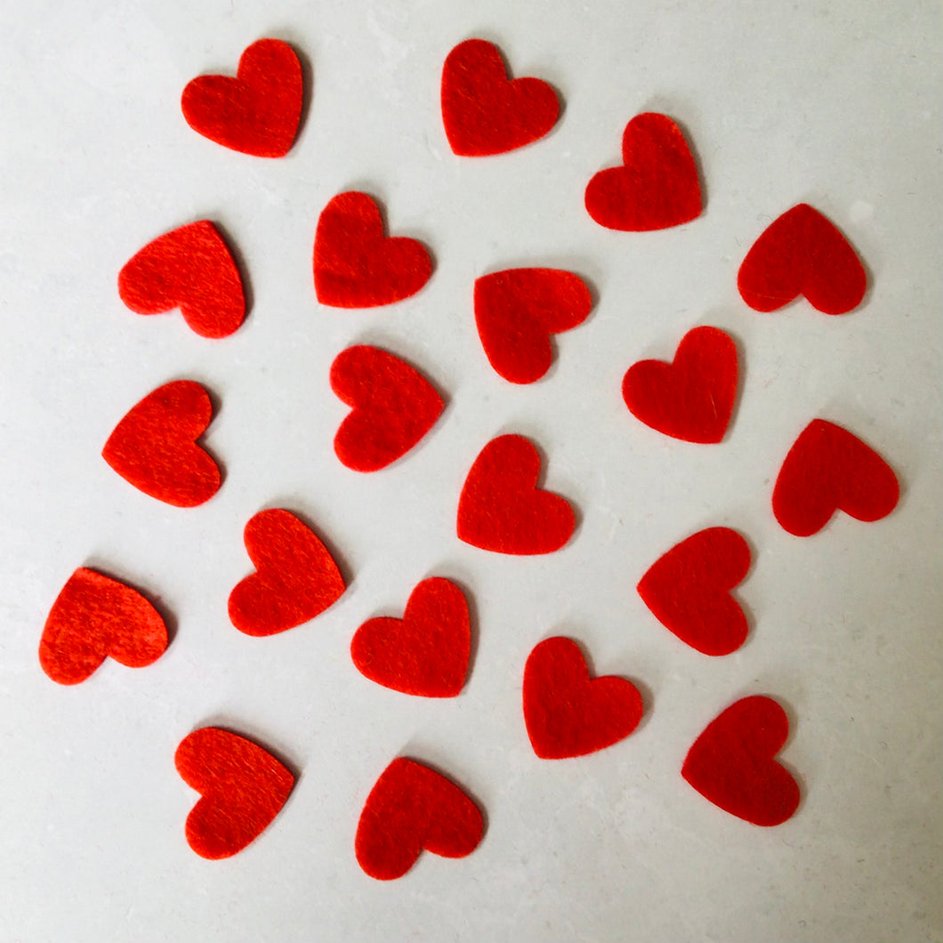 Red Felt Hearts, Small Die Cut Felt Hearts