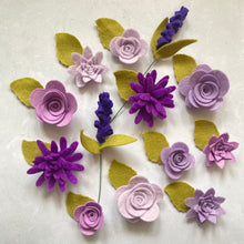 Load image into Gallery viewer, Lilac &amp; Purple Felt Flower Kit - Make Your Own
