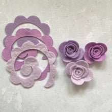 Load image into Gallery viewer, Lilac &amp; Purple Felt Flower Kit - Make Your Own
