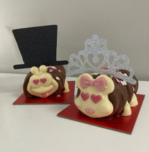 Load image into Gallery viewer, Caterpillar Cake Top Hat &amp; Tiara Cake Toppers,  Glitter Wedding Cake Topper
